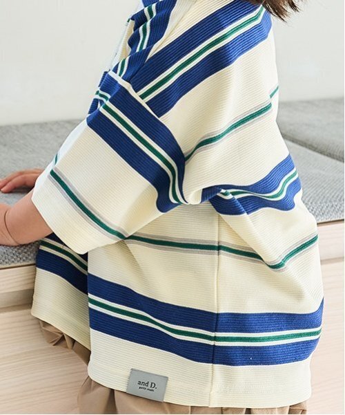 and D. petit main（アンドディープティマイン）の「リップルボーダービッグ半T（Tシャツ/カットソー・キッズ・ネイビー/ブラック/ターコイズブルー・130cm/110cm/120cm/140cm/90cm/100cm/150cm）」の16枚目の写真