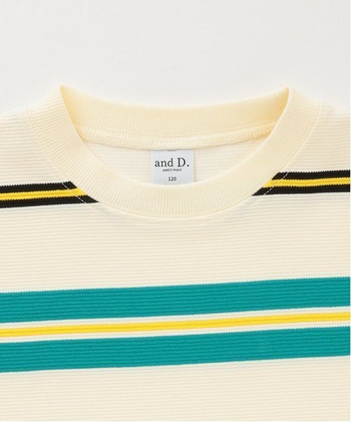 and D. petit main（アンドディープティマイン）の「リップルボーダービッグ半T（Tシャツ/カットソー・キッズ・ネイビー/ブラック/ターコイズブルー・130cm/110cm/120cm/140cm/90cm/100cm/150cm）」の20枚目の写真