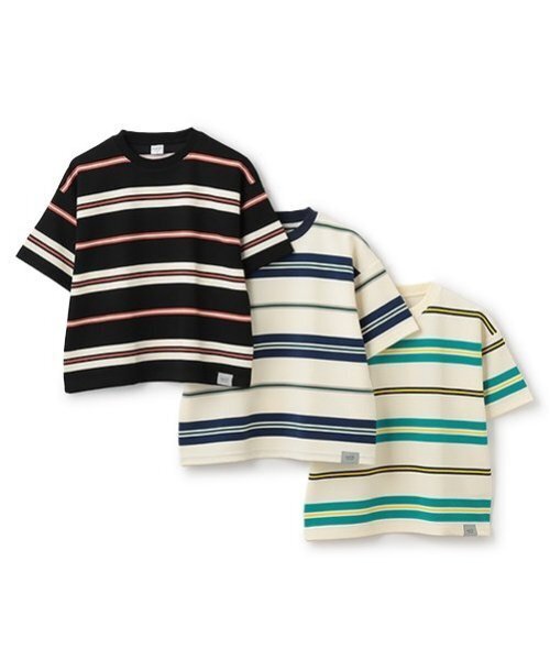 and D. petit main（アンドディープティマイン）の「リップルボーダービッグ半T（Tシャツ/カットソー・キッズ・ネイビー/ブラック/ターコイズブルー・130cm/110cm/120cm/140cm/90cm/100cm/150cm）」の7枚目の写真