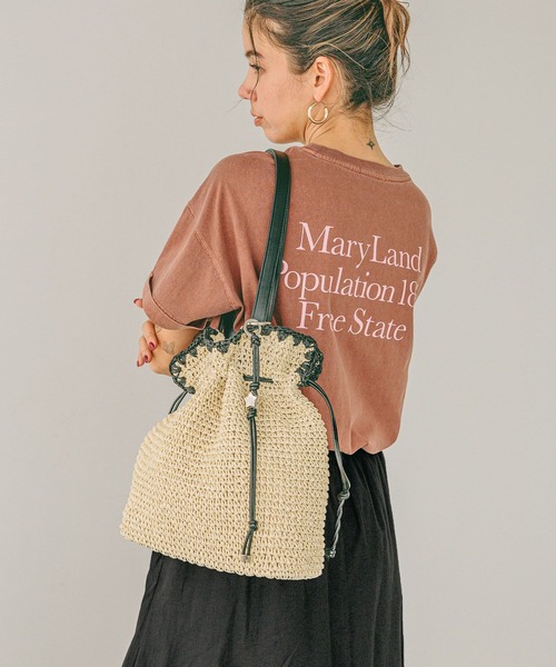 BAYFLOW（ベイフロー）の「[A4サイズ収納可能]ペーパー巾着トート（トートバッグ・レディース・ブラウン/ナチュラル・FREE）」の2枚目の写真