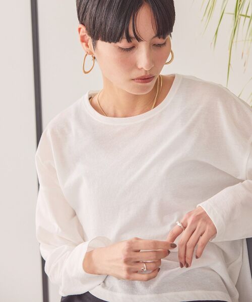 セール】バック切替シアー長袖トップス（Tシャツ/カットソー