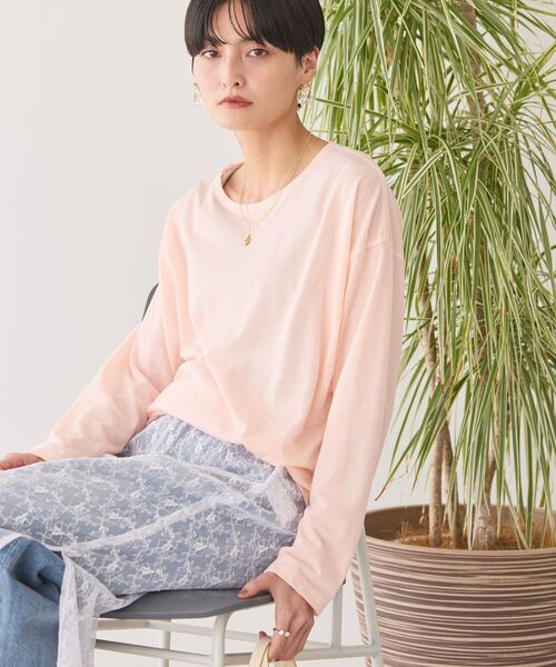 セール】バック切替シアー長袖トップス（Tシャツ/カットソー