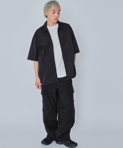 WEGO(ウィゴー)の「WEGO/ナイロンメッシュZIPシャツ(シャツ/ブラウス・メンズ・ブラック・MEDIUM/LARGE)」の3枚目の写真