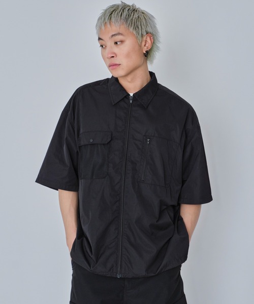 WEGO(ウィゴー)の「WEGO/ナイロンメッシュZIPシャツ(シャツ/ブラウス・メンズ・ブラック・MEDIUM/LARGE)」の10枚目の写真
