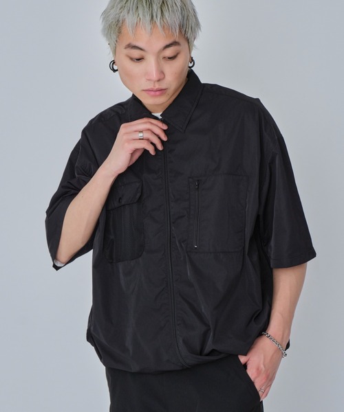 WEGO(ウィゴー)の「WEGO/ナイロンメッシュZIPシャツ(シャツ/ブラウス・メンズ・ブラック・MEDIUM/LARGE)」の11枚目の写真