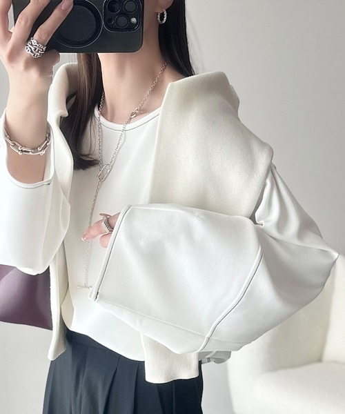 セール】ふんわり袖で、大人映え。ランタンスリーブ切替ステッチ