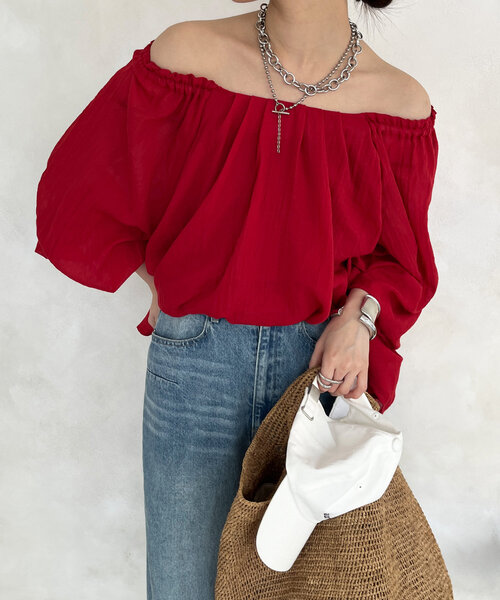 ブラウス シャツ フラッフィーガーゼオフショル2WAYブラウス レディース フラッフィーガーゼオフショル2WAYブラウス（シャツ/ブラウス
