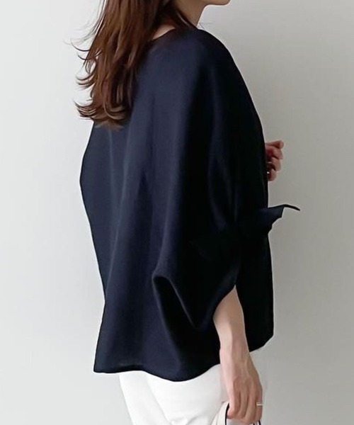 CADBURY（キャドバリー）の「袖ﾘﾎﾞﾝﾌﾟﾙｵｰﾊﾞｰﾄｯﾌﾟｽ（その他トップス・レディース・ネイビー/グリーン・SMALL/MEDIUM/LARGE）」の5枚目の写真