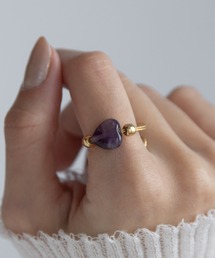 abaskdesign（アバスクデザイン）の「天然石ハートワイヤーリング（リング）」