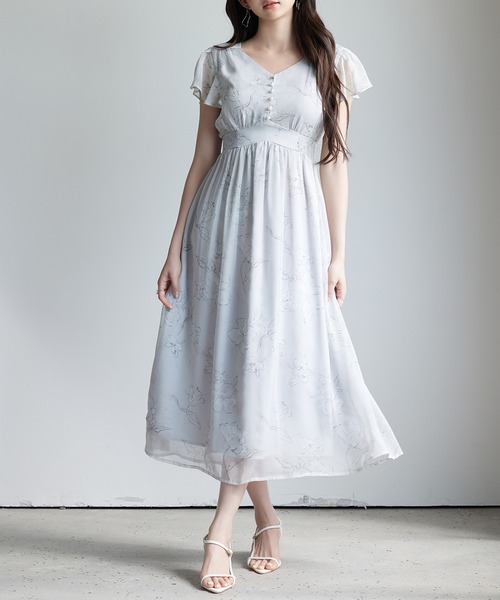 セール】ふんわり花柄シフォンロングワンピース（ワンピース）｜SAISON