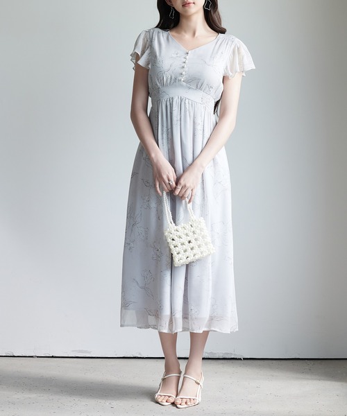 ふんわり花柄シフォンロングワンピース（ワンピース）｜SAISON DE