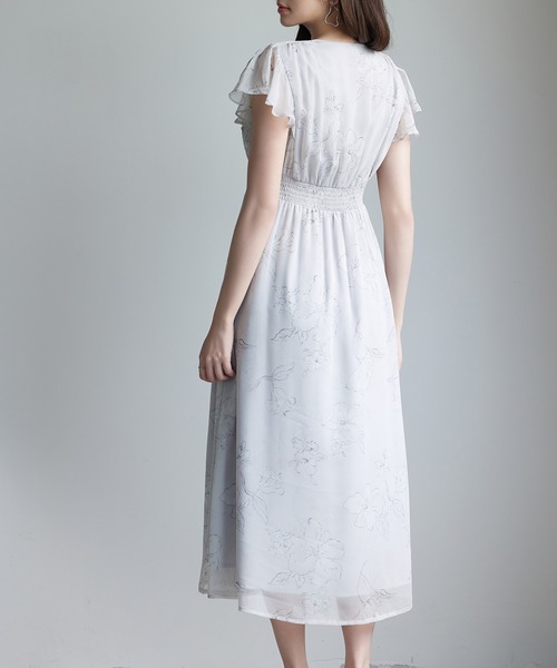 SAISON DE PAPILLON(セゾンドパピヨン)の「ふんわり花柄シフォンロングワンピース(ワンピース・レディース・グレー/オレンジ・L/M/S)」の5枚目の写真