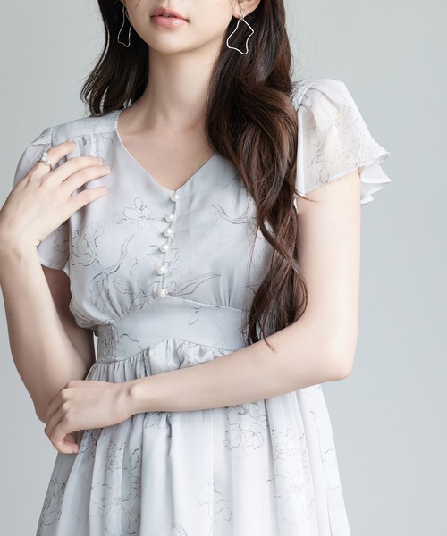 SAISON DE PAPILLON(セゾンドパピヨン)の「ふんわり花柄シフォンロングワンピース(ワンピース・レディース・グレー/オレンジ・L/M/S)」の10枚目の写真