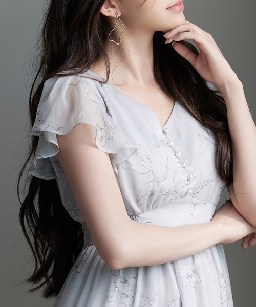 SAISON DE PAPILLON(セゾンドパピヨン)の「ふんわり花柄シフォンロングワンピース(ワンピース・レディース・グレー/オレンジ・L/M/S)」の11枚目の写真