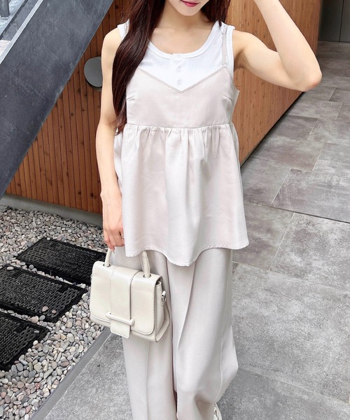 INGNI（イング）の「麻調キャミ＋パンツ／セットアップ（セットアップ・レディース・チャコールグレー/ベージュ/ブラック・M）」の19枚目の写真