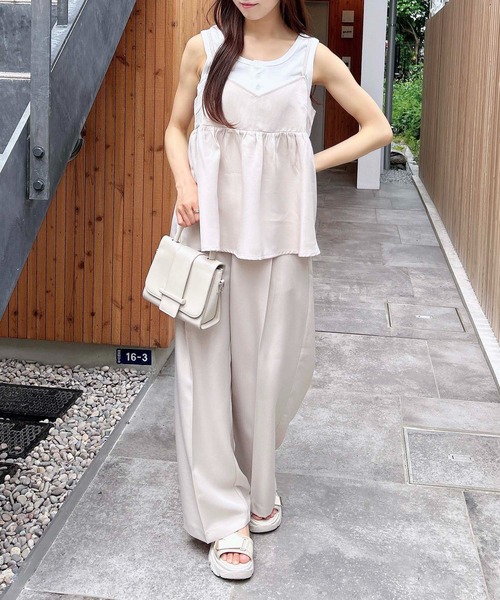 INGNI（イング）の「麻調キャミ＋パンツ／セットアップ（セットアップ・レディース・チャコールグレー/ベージュ/ブラック・M）」の21枚目の写真