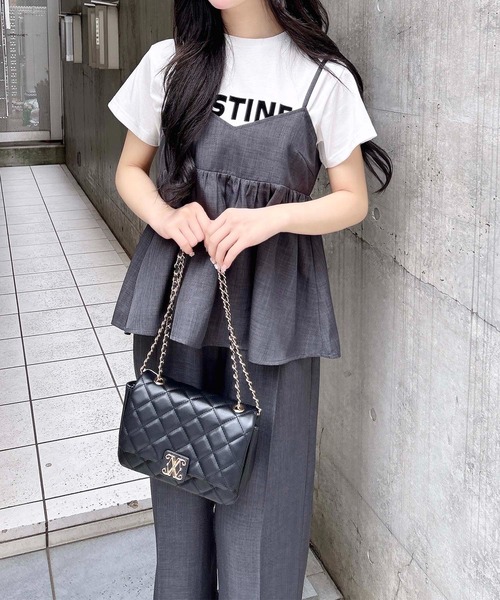 INGNI（イング）の「麻調キャミ＋パンツ／セットアップ（セットアップ・レディース・チャコールグレー/ベージュ/ブラック・M）」の13枚目の写真