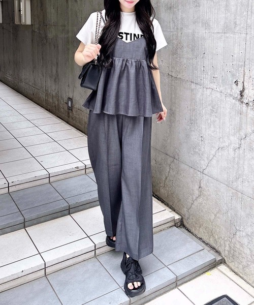 INGNI（イング）の「麻調キャミ＋パンツ／セットアップ（セットアップ・レディース・チャコールグレー/ベージュ/ブラック・M）」の14枚目の写真