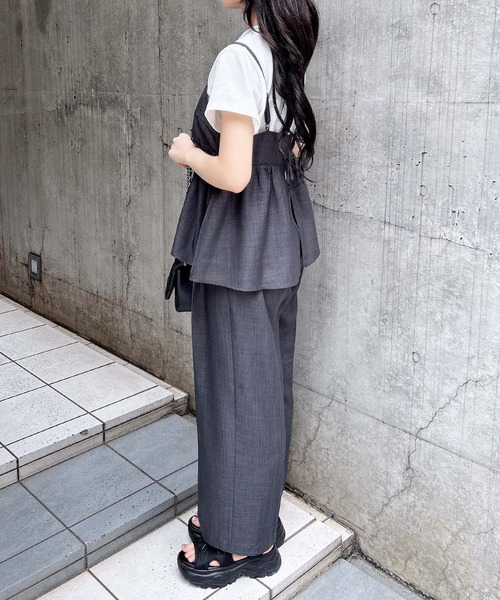 INGNI（イング）の「麻調キャミ＋パンツ／セットアップ（セットアップ・レディース・チャコールグレー/ベージュ/ブラック・M）」の15枚目の写真