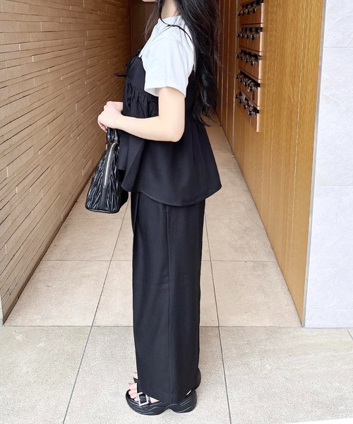 INGNI（イング）の「麻調キャミ＋パンツ／セットアップ（セットアップ・レディース・チャコールグレー/ベージュ/ブラック・M）」の10枚目の写真