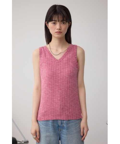 AZUL by moussy（アズールバイマウジー）の「2WAYリブタンクトップ（タンクトップ・レディース・レッド/アイボリー/ブラック/グレー・FREE）」の6枚目の写真