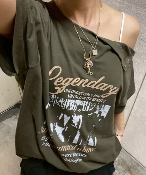 2WAYアシンメトリーヴィンテージTシャツ（Tシャツ/カットソー