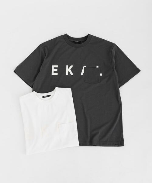 EKAL(エカル)の「『UR TECH ひやサラクール』 ロゴプリントポケットTシャツ(Tシャツ/カットソー・メンズ・ホワイト/グレー・MEDIUM/LARGE)」の8枚目の写真