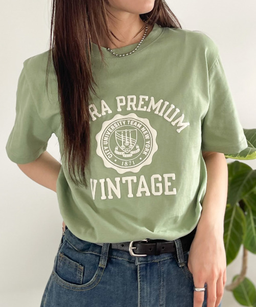 Good Riddance（グッドリダンス）の「【Good Riddance】シルクスクリーン カレッジロゴ Tシャツ（Tシャツ/カットソー・レディース・ホワイト/グリーン/ネイビー・FREE）」の3枚目の写真