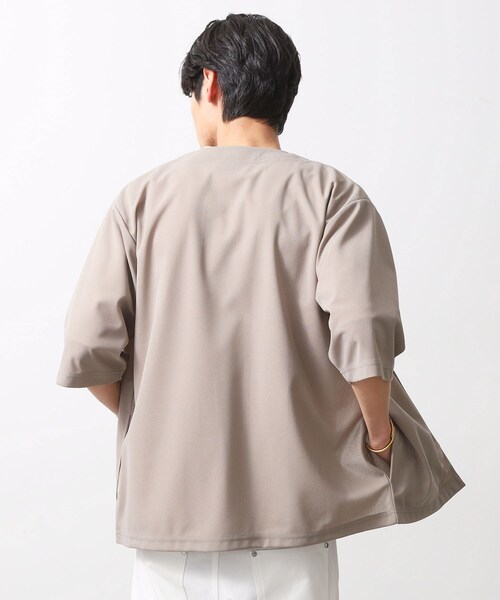 THE SHOP TK （ザ ショップ ティーケー ）の「梨地アンサンブルカーディガン　五分袖カーディガン＋半袖Tシャツセット/マシンウォッシャブル（カーディガン/ボレロ・メンズ・ブラック/ライトブルー/ライトベージュ/グリーン系/ボルドー・04/03/02）」の13枚目の写真