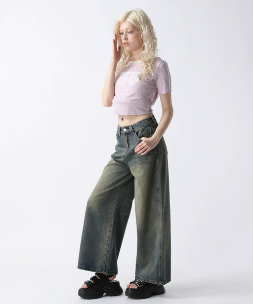 FOREVER 21(フォーエバー トゥエンティーワン)の「【2025SS】フーディコンパクトTシャツ(Tシャツ/カットソー・レディース・グレー/ブルー/ピンク・FREE)」の4枚目の写真