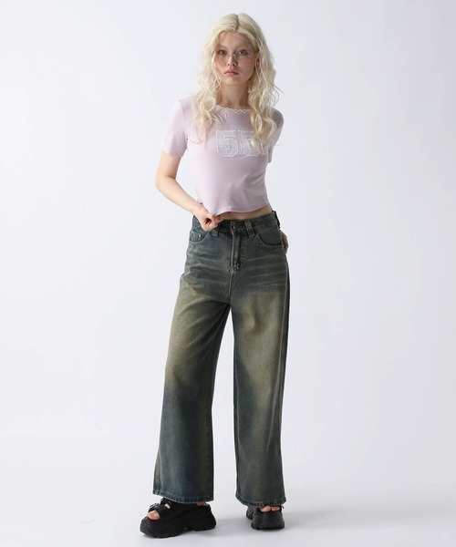 FOREVER 21(フォーエバー トゥエンティーワン)の「【2025SS】フーディコンパクトTシャツ(Tシャツ/カットソー・レディース・グレー/ブルー/ピンク・FREE)」の6枚目の写真