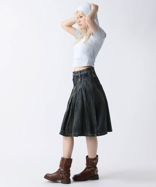 FOREVER 21(フォーエバー トゥエンティーワン)の「【2025SS】フーディコンパクトTシャツ(Tシャツ/カットソー・レディース・グレー/ブルー/ピンク・FREE)」の16枚目の写真