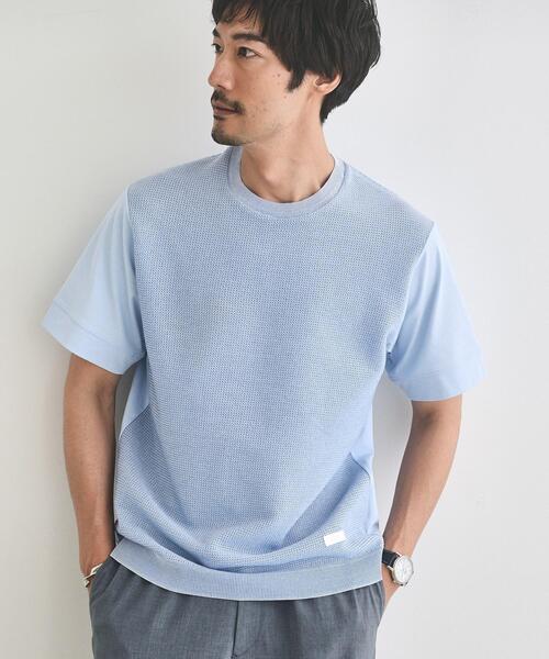 TAKEO KIKUCHI（タケオキクチ）の「テクスチャーニット コンビ カットソー（Tシャツ/カットソー・メンズ・ブルー/ライトグレー/ネイビー・04/03/02）」の3枚目の写真