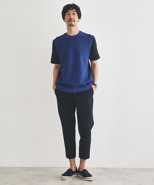 TAKEO KIKUCHI（タケオキクチ）の「テクスチャーニット コンビ カットソー（Tシャツ/カットソー・メンズ・ブルー/ライトグレー/ネイビー・04/03/02）」の18枚目の写真