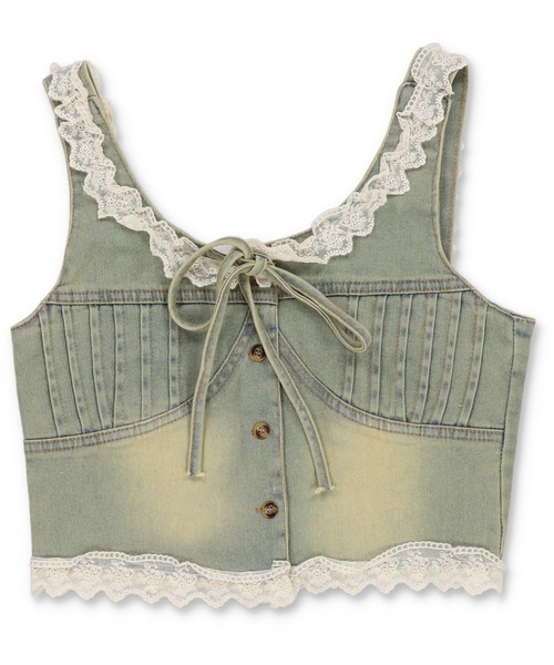 SPINNS(スピンズ)の「ショート丈デニムベスト/レース/NEO森ガール(ベスト・レディース・その他/ブラウン・ONESIZE)」の19枚目の写真