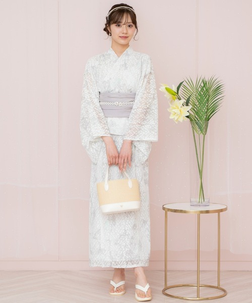 WILLSELECTION(ウィルセレクション)の「ニュアンスフラワーレース浴衣SET(ワンピース・レディース・ピンク/ホワイト/ネイビー・FREE)」の5枚目の写真