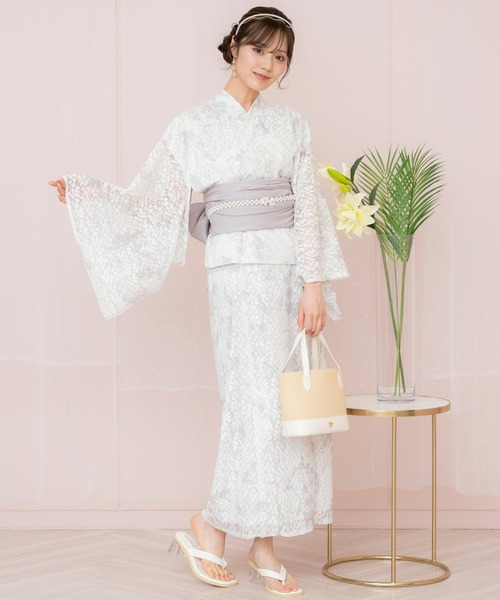 WILLSELECTION(ウィルセレクション)の「ニュアンスフラワーレース浴衣SET(ワンピース・レディース・ピンク/ホワイト/ネイビー・FREE)」の6枚目の写真