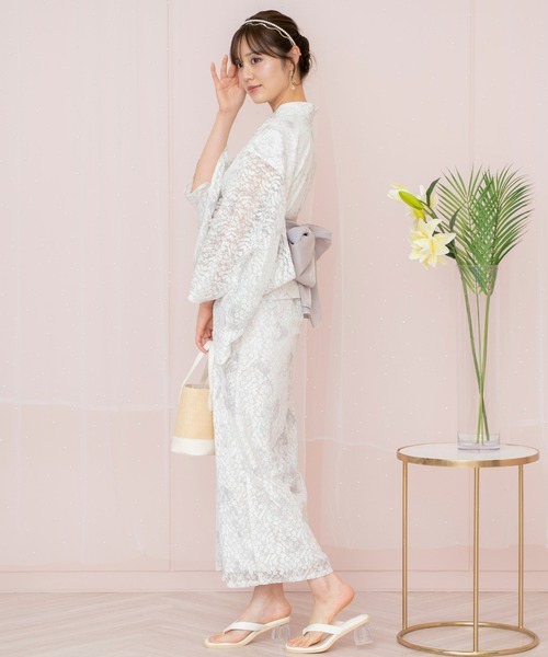 WILLSELECTION(ウィルセレクション)の「ニュアンスフラワーレース浴衣SET(ワンピース・レディース・ピンク/ホワイト/ネイビー・FREE)」の7枚目の写真