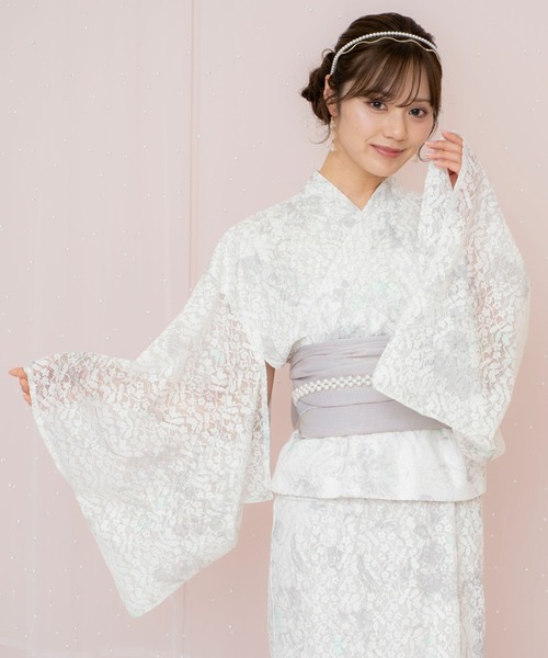 WILLSELECTION(ウィルセレクション)の「ニュアンスフラワーレース浴衣SET(ワンピース・レディース・ピンク/ホワイト/ネイビー・FREE)」の10枚目の写真