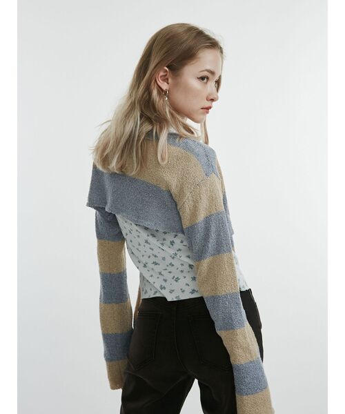 jouetie（ジュエティ）の「ストールセットボーダーショートカーデ（カーディガン/ボレロ・レディース・ブラック/ピンク/ブルー・MEDIUM）」の12枚目の写真