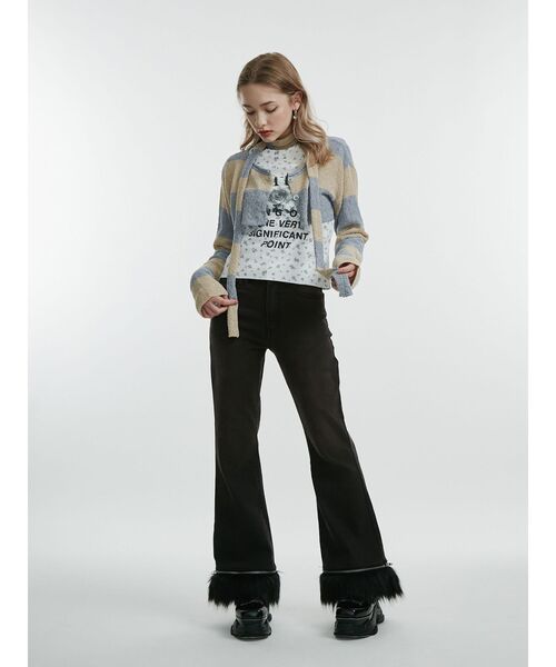 jouetie（ジュエティ）の「ストールセットボーダーショートカーデ（カーディガン/ボレロ・レディース・ブラック/ピンク/ブルー・MEDIUM）」の15枚目の写真