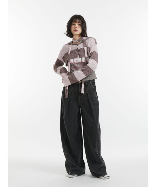 jouetie（ジュエティ）の「ストールセットボーダーショートカーデ（カーディガン/ボレロ・レディース・ブラック/ピンク/ブルー・MEDIUM）」の22枚目の写真