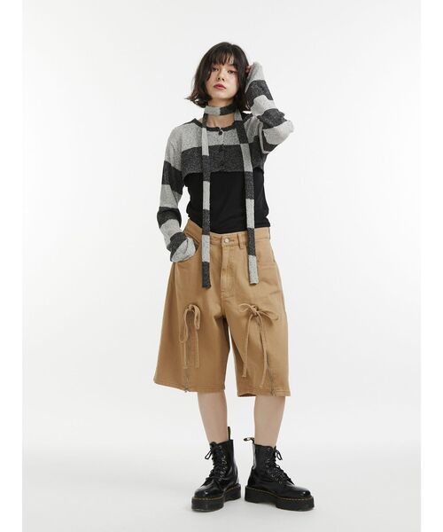 jouetie（ジュエティ）の「ストールセットボーダーショートカーデ（カーディガン/ボレロ・レディース・ブラック/ピンク/ブルー・MEDIUM）」の9枚目の写真