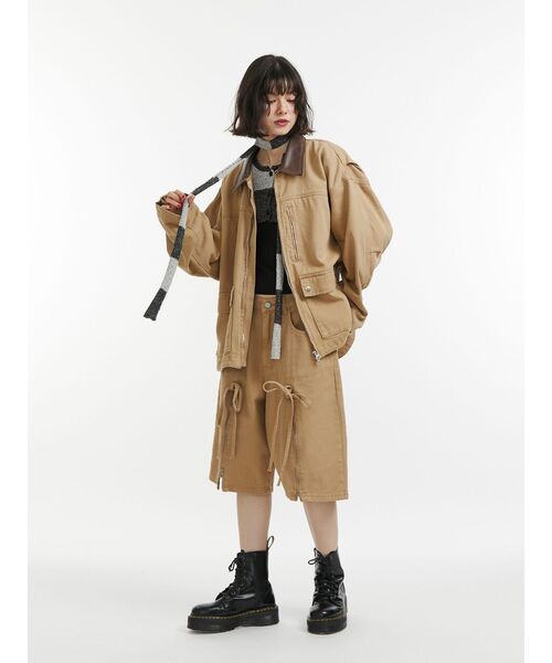 jouetie（ジュエティ）の「ストールセットボーダーショートカーデ（カーディガン/ボレロ・レディース・ブラック/ピンク/ブルー・MEDIUM）」の10枚目の写真