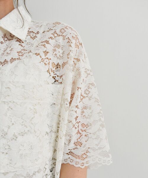 le.coeur blanc（ルクールブラン）の「フロントポケットフラワーコードレースシャツ（シャツ/ブラウス・レディース・オフホワイト/ブラウン・38）」の6枚目の写真