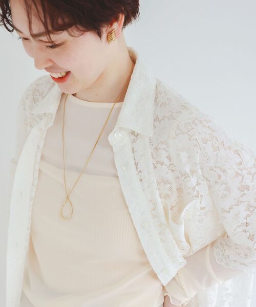 le.coeur blanc（ルクールブラン）の「フロントポケットフラワーコードレースシャツ（シャツ/ブラウス・レディース・オフホワイト/ブラウン・38）」の8枚目の写真