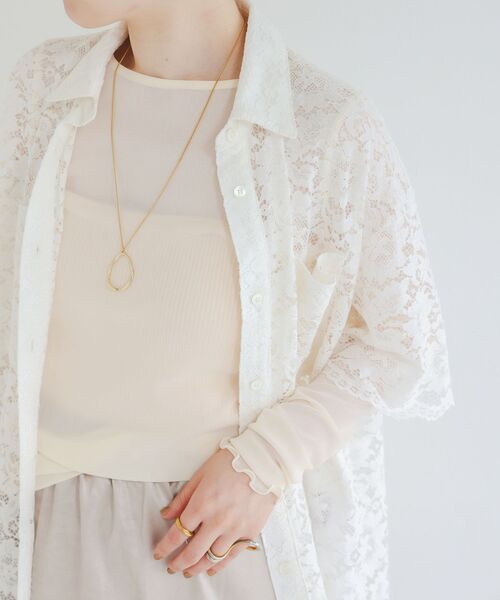 le.coeur blanc（ルクールブラン）の「フロントポケットフラワーコードレースシャツ（シャツ/ブラウス・レディース・オフホワイト/ブラウン・38）」の9枚目の写真