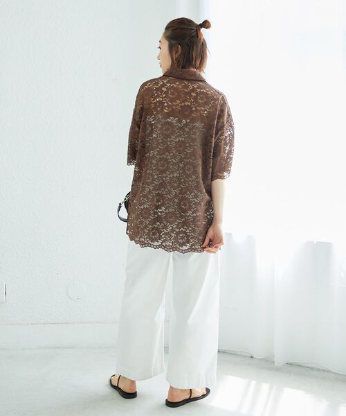le.coeur blanc（ルクールブラン）の「フロントポケットフラワーコードレースシャツ（シャツ/ブラウス・レディース・オフホワイト/ブラウン・38）」の20枚目の写真