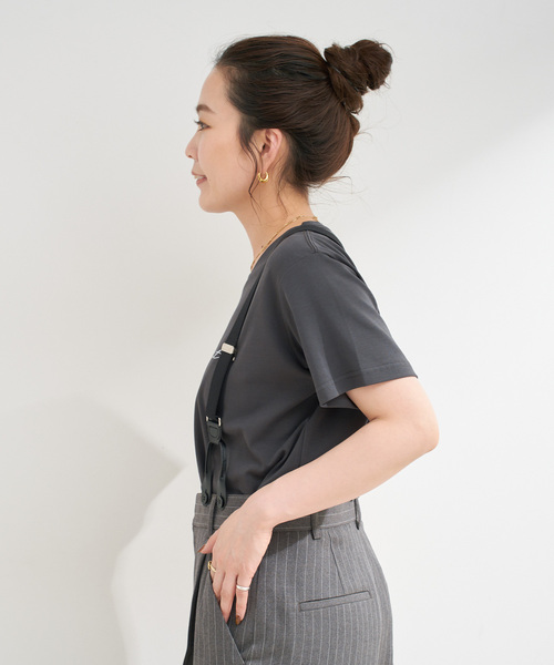 B.C STOCK(ベーセーストック)の「ウォッシャブル / スムースワンポイントロゴTEE(Tシャツ/カットソー・レディース・ホワイト/ブラウン/ブラック系その他・FREE)」の4枚目の写真