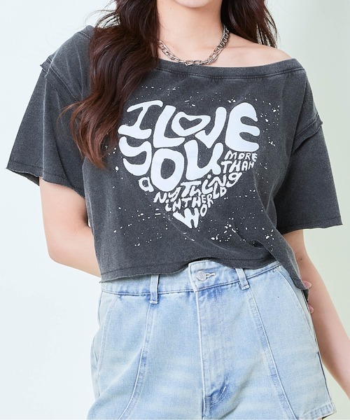 セール】《ケミカル×ゆるショル》ハートロゴクロップTシャツ（T